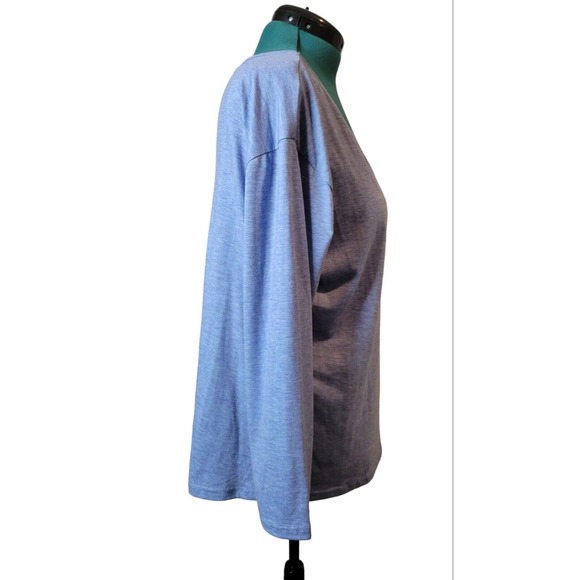 V-Neck Basic Long Sleeve Womens T-Shirt‎ Casual Blue - Picture 4 of 7